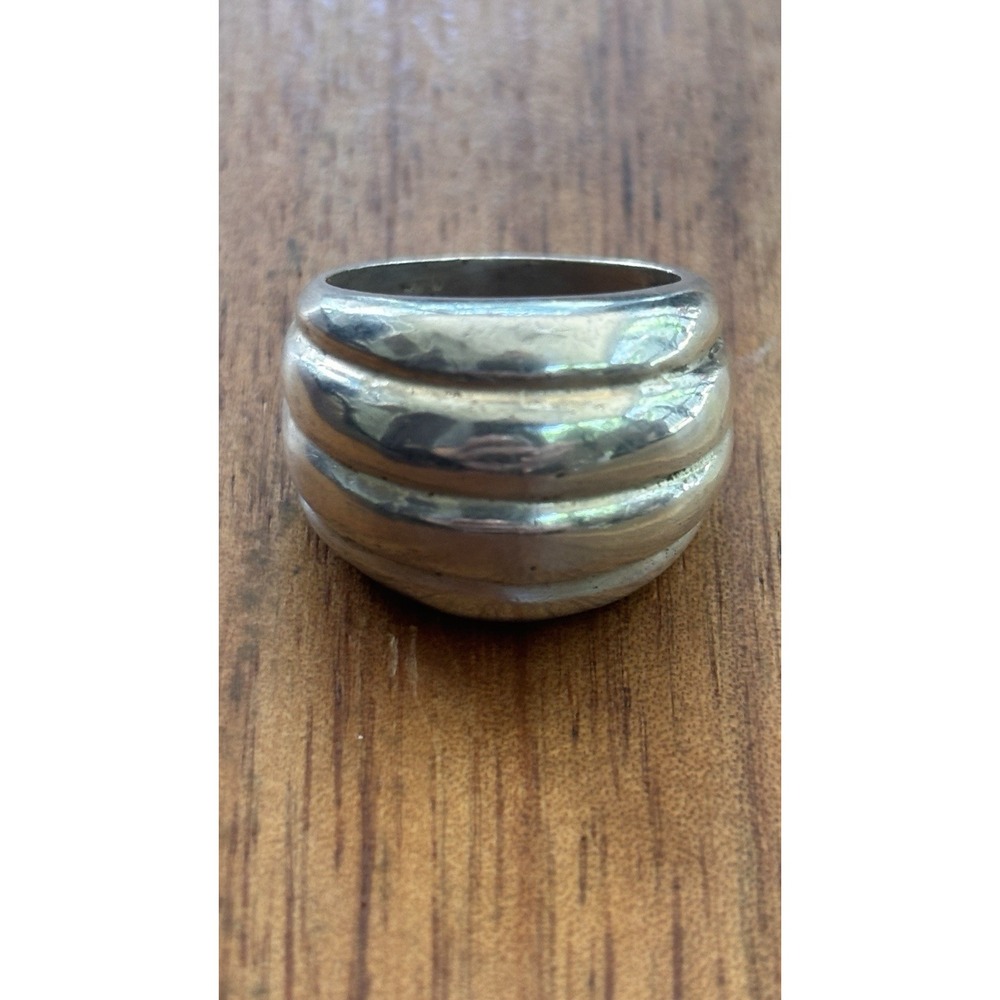 Vintage Sterling Silver Ornate Ribbed Ring 6.2 Grams Size 6